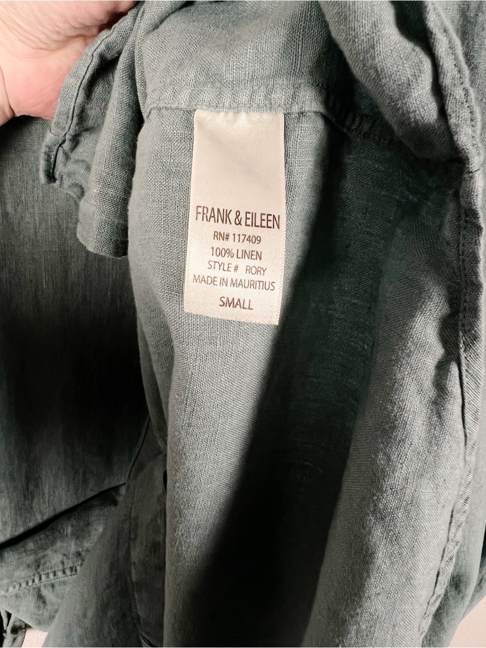 Frank & Eileen Rory Maxi Shirt Dress Eucalyptus Washed Linen Size Small - Picture 6 of 8